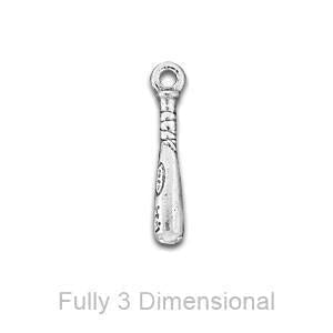 Baseball Bat charm. Designed and made in the USA. Sterling silver plated.-Watchus