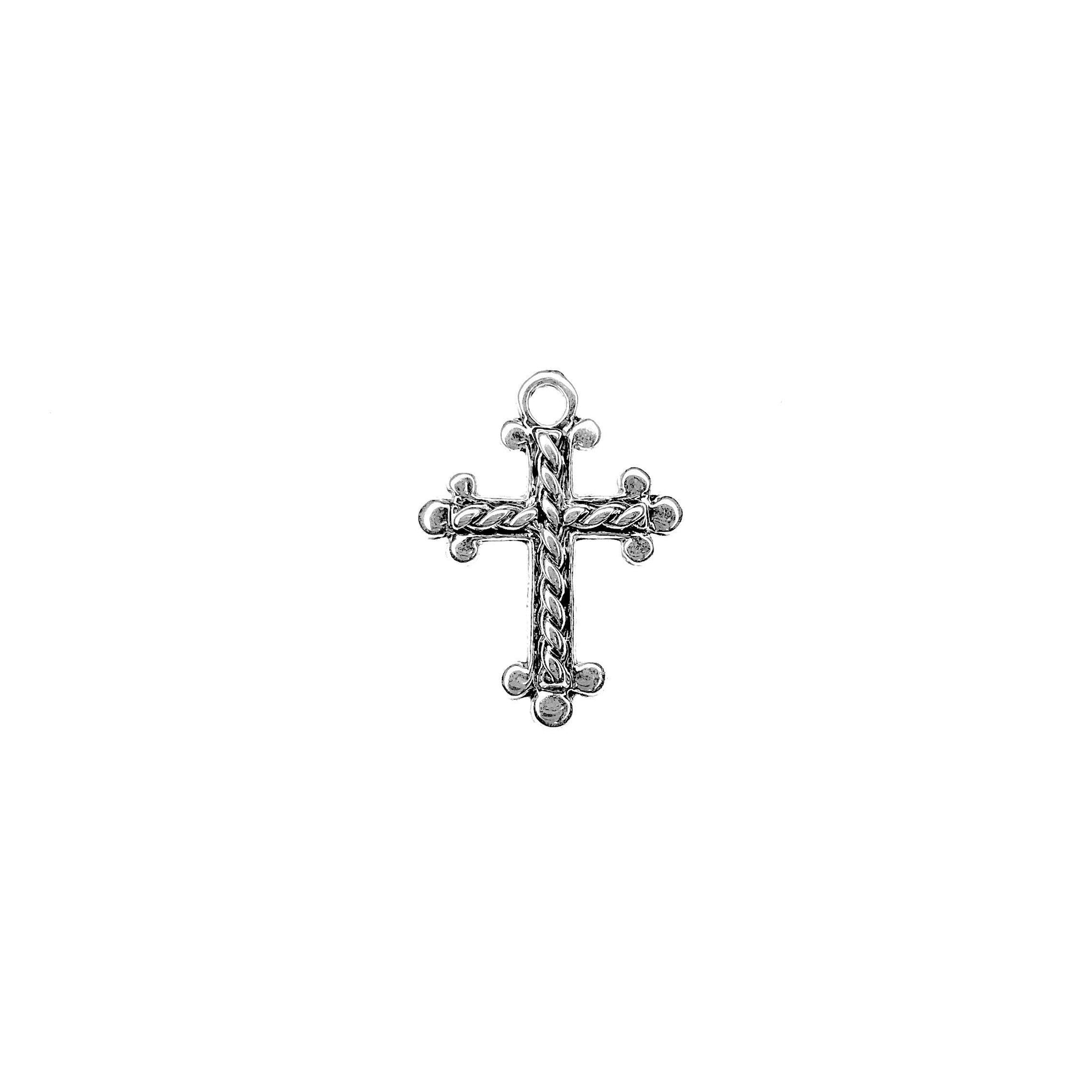 Braided Cross Silver Charm