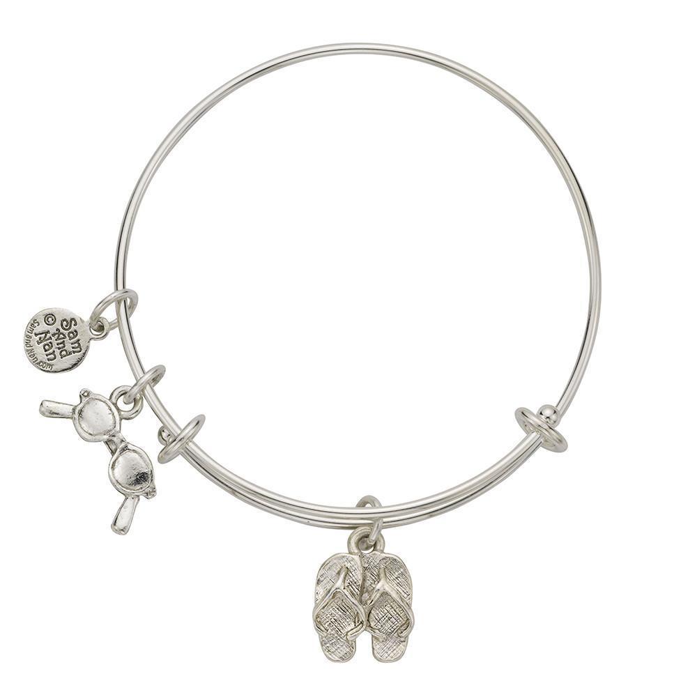 Flip Flops Sunglasses Charm Bangle Bracelet.-Watchus