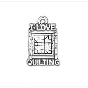 I Love Quilting Craft Silver Charm