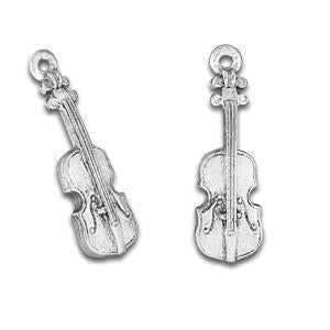 Violin charms. Sterling silver plated. Designed and Made in USA.-Watchus