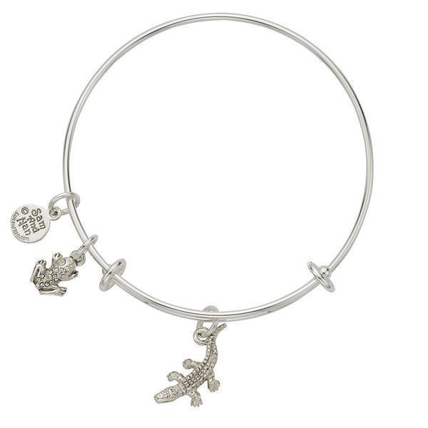 Alligator and Frog Charm Bangle Bracelet-Watchus