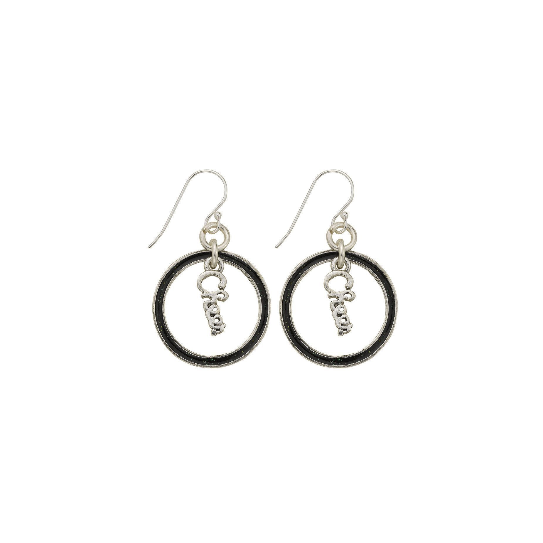 Black Glitter Cheer Hoop Earring-Watchus