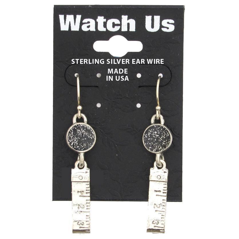 Black Measuring Tape Earrings-Watchus