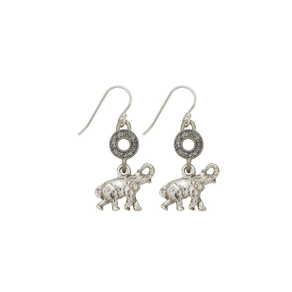 Black Open Cup Elephant Earrings