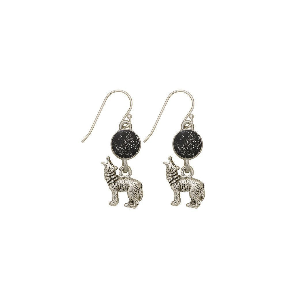 Black Wolf Earrings-Watchus