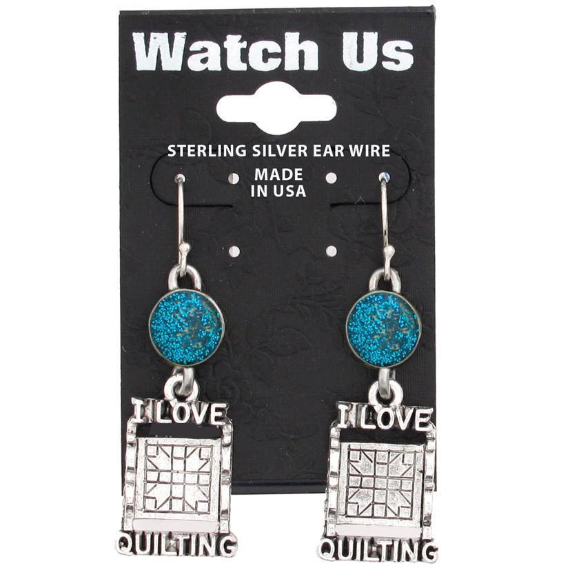 Blue Quilting Rack Earrings-Watchus