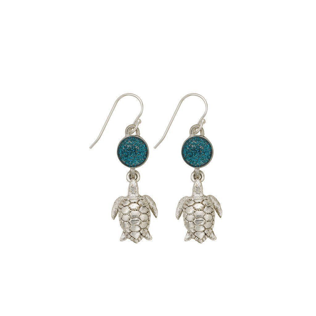 Blue Sea Turtle Earrings-Watchus
