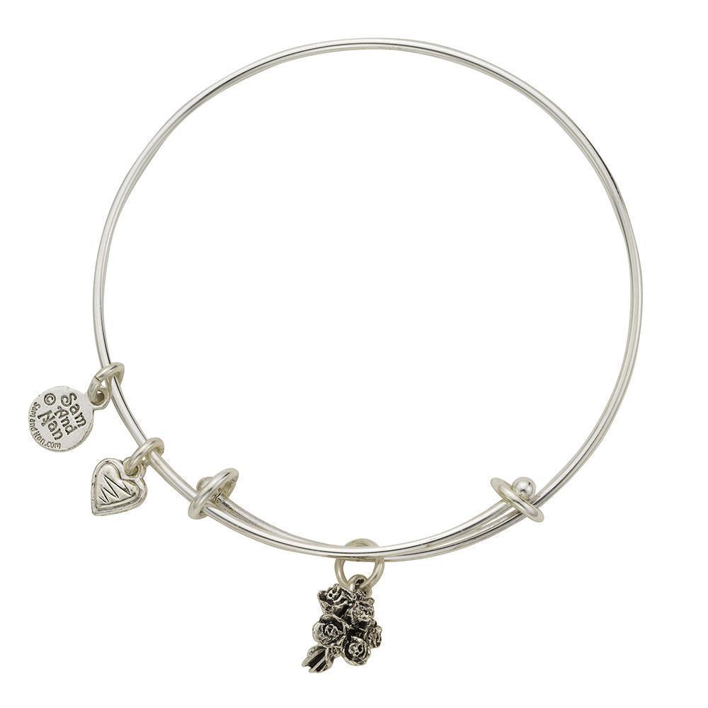 Bouquet Heart Charm Bangle Bracelet-Watchus