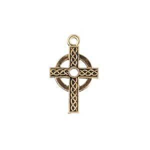 Celtic Round Cross Pendant Plated Gold Charms - C701G