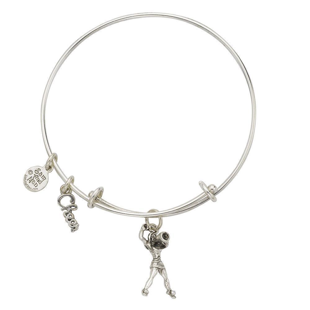 Cheerleader With Megaphone Charm Bangle Bracelet-Watchus