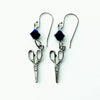 Craft Scissors Silver Earrings with Blue Swarovski Crystals-Watchus
