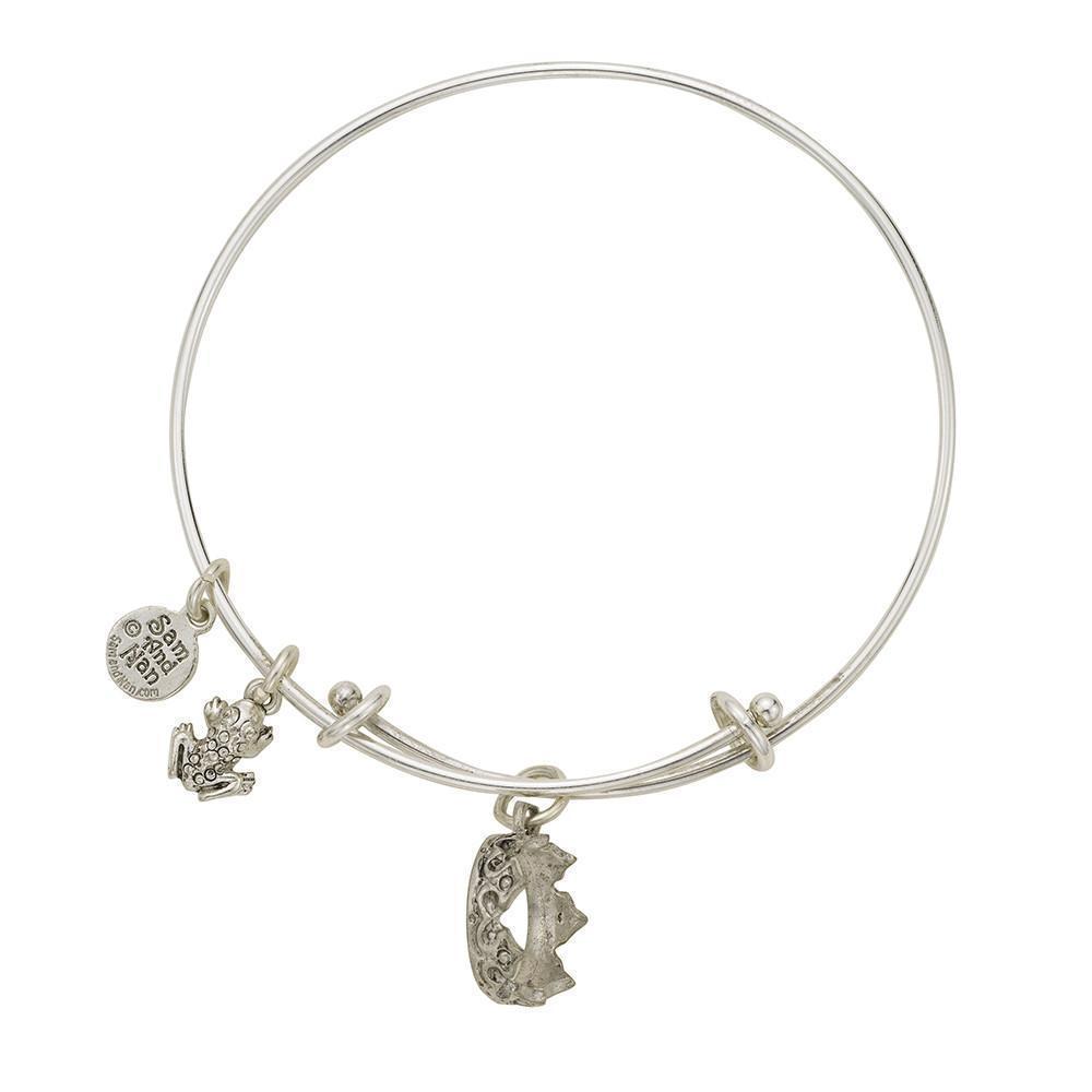 Crown Frog Charm Bangle Bracelet-Watchus