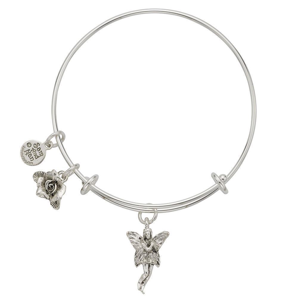 Fairy Rose Charm Bangle Bracelet-Watchus