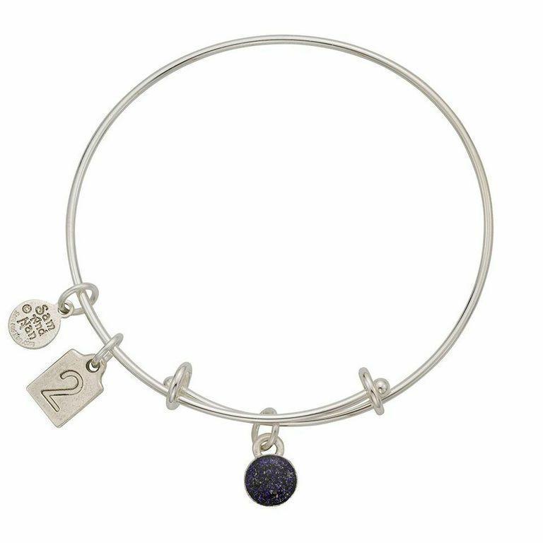 February Sparkle Grey Birthstone Charms Bangle Bracelet 1-Watchus