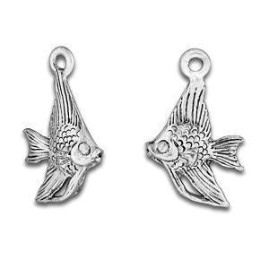 Fish, Angel Tropical 3D Silver Charm