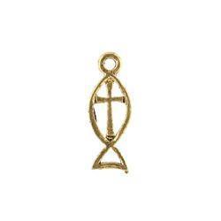 Fisherman's Cross Plated Gold Charms-Watchus