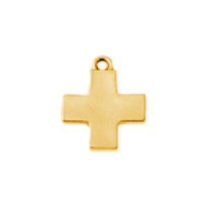 Flat Cross Plated Gold Charm
