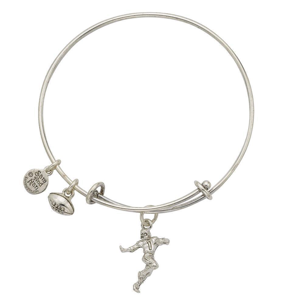 Football Player Charm Bangle Bracelet-Watchus