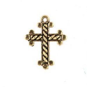 Gold Finish Braided Cross Pendant Charm