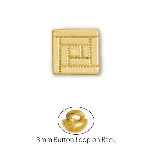 Gold Plated Log Cabin Quilt Square Button-Watchus