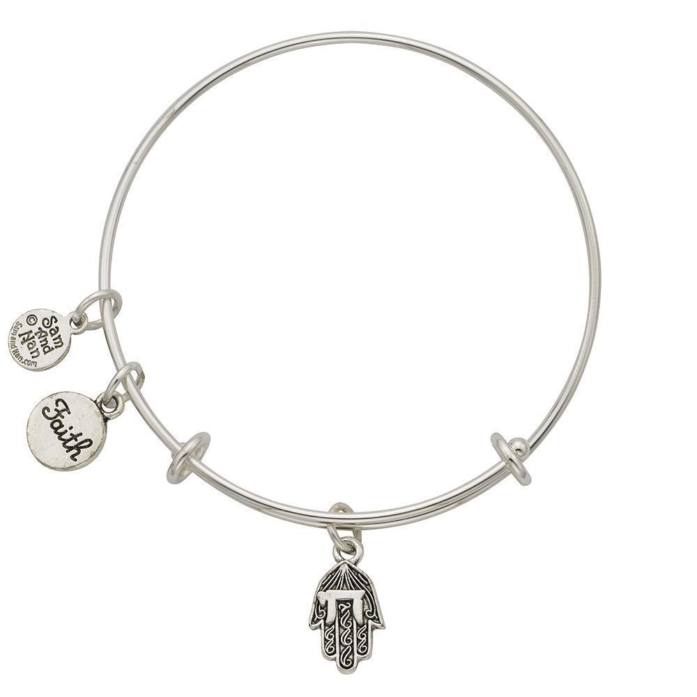 Hamsa Hand, Faith Charm Bangle Bracelet-Watchus