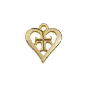 Heart and Cross Plated Gold Charm