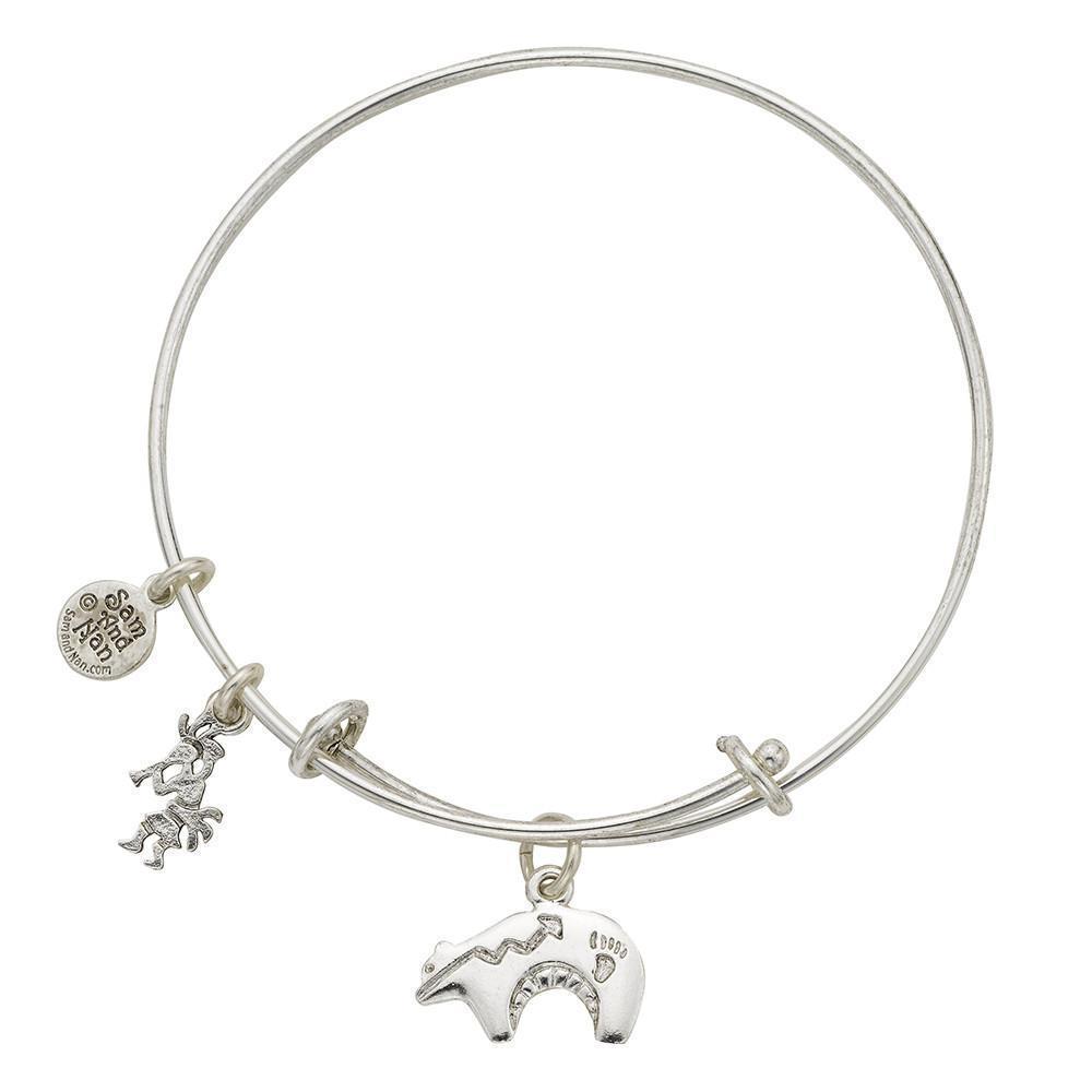 Heartline Bear Charm Bangle Bracelet-Watchus