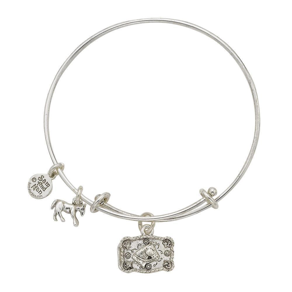 Horse Head Buckle Charm Bangle Bracelet-Watchus