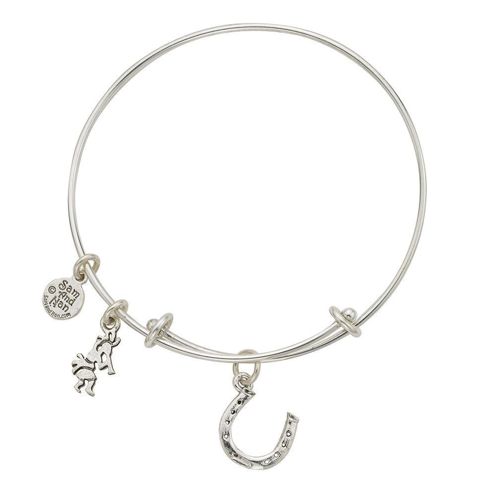 Horse Shoe Charm Bangle Bracelet-Watchus