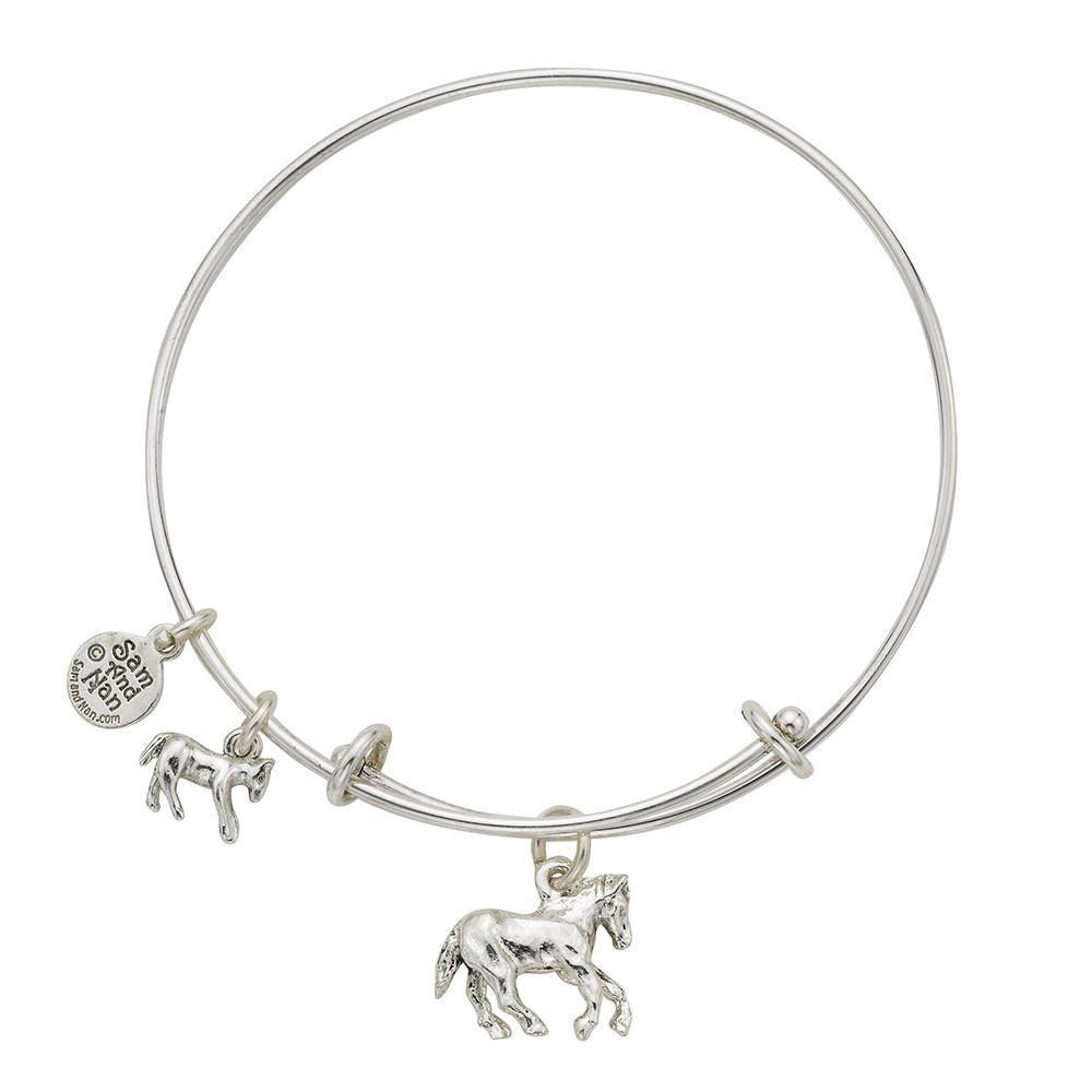 Horse and Pony Charm Bangle Bracelet-Watchus