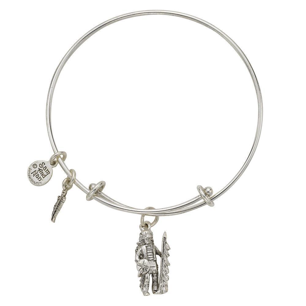 Indian Chief Charm Bangle Bracelet-Watchus