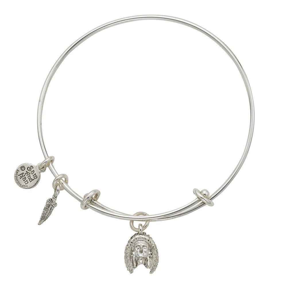 Indian Head Charm Bangle Bracelet-Watchus