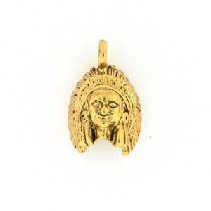 Indian Head Gold Plated Charms - C009G-Watchus