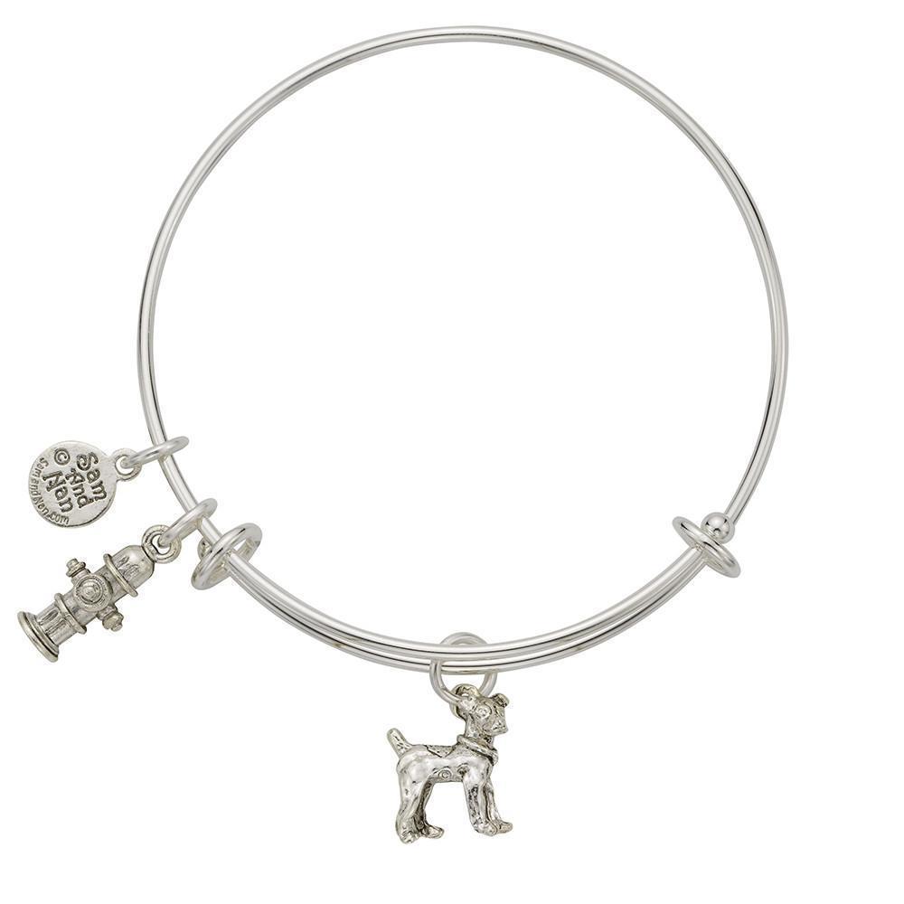 Jack Russell Fire Hydrant Charm Bangle Bracelet-Watchus