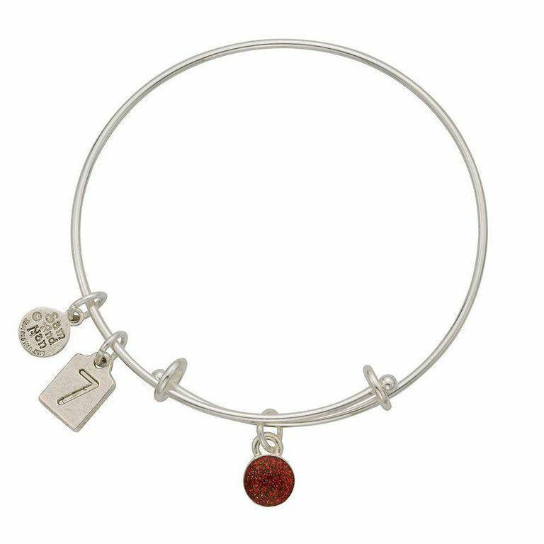 July Red Sparkle Birthstone Charms Bangle Bracelet-Watchus
