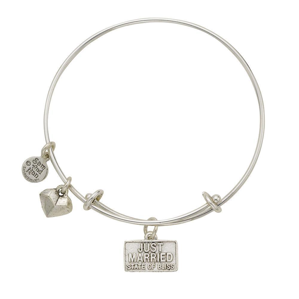 Just Married Heart Bangle Bracelet-Watchus