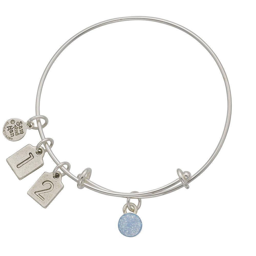 Light Blue December Birthstone Charms Bangle Bracelet-Watchus