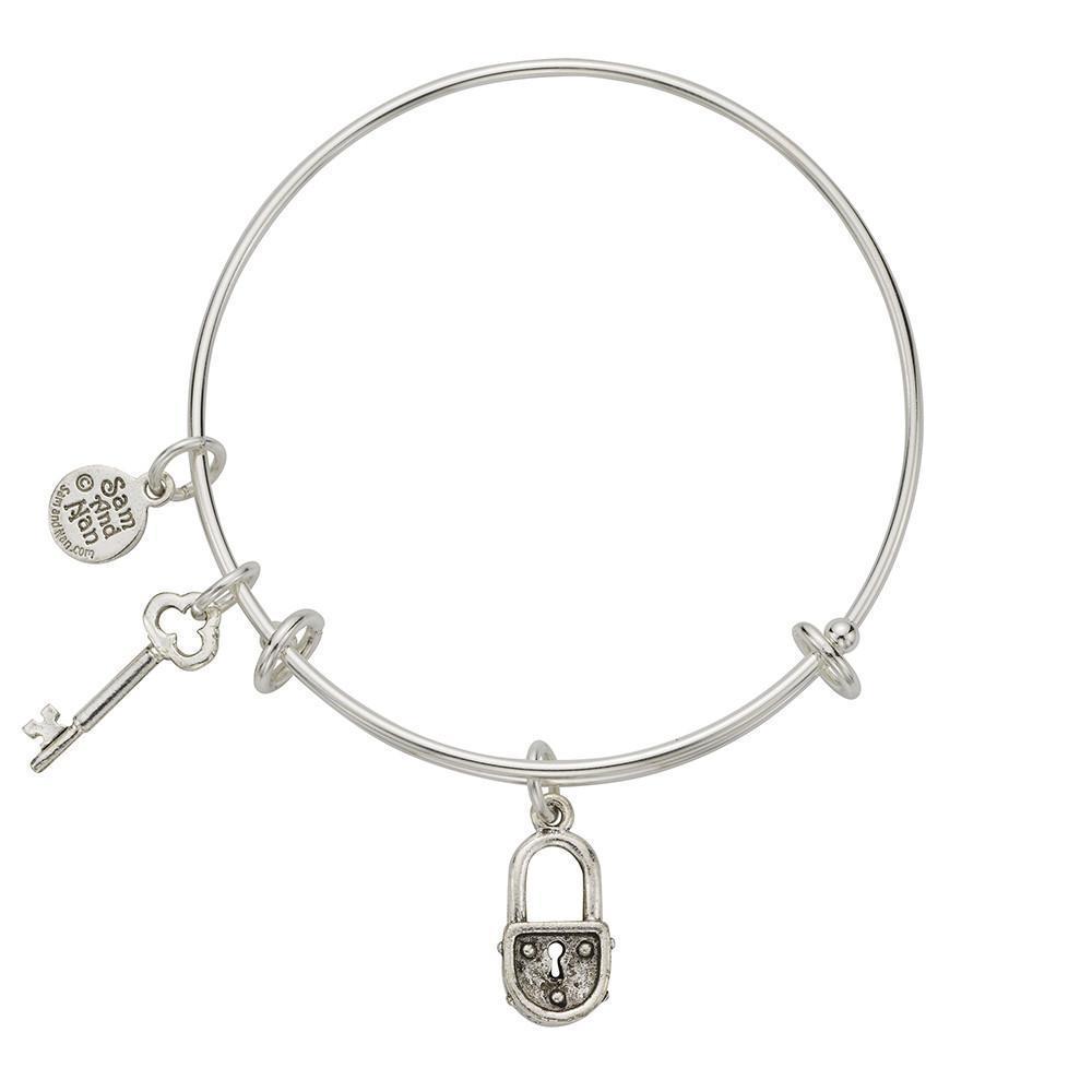 Lock - Key Charm Bangle Bracelet-Watchus