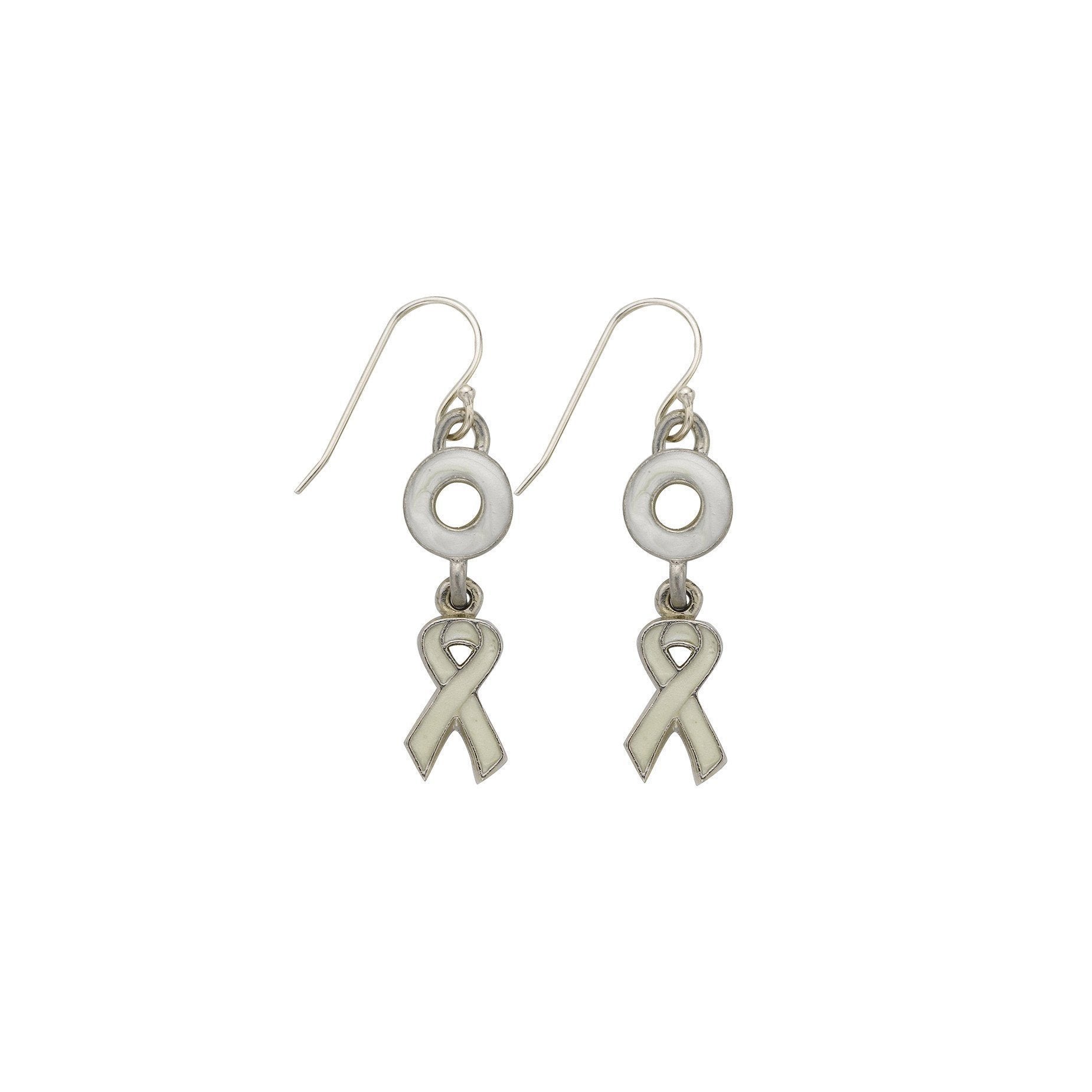 Lung Cancer Earrings White