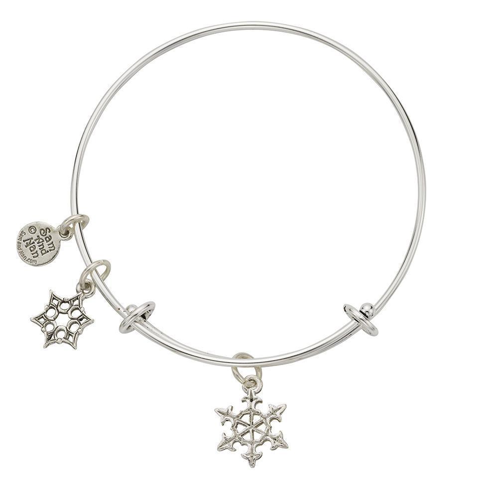 Medium Snowflake Charm Bangle Bracelet-Watchus