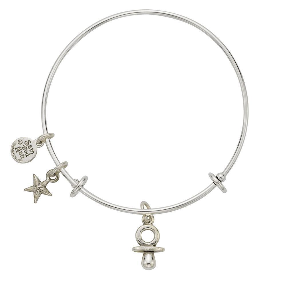 Pacifier Puff Star Charm Bangle Bracelet-Watchus