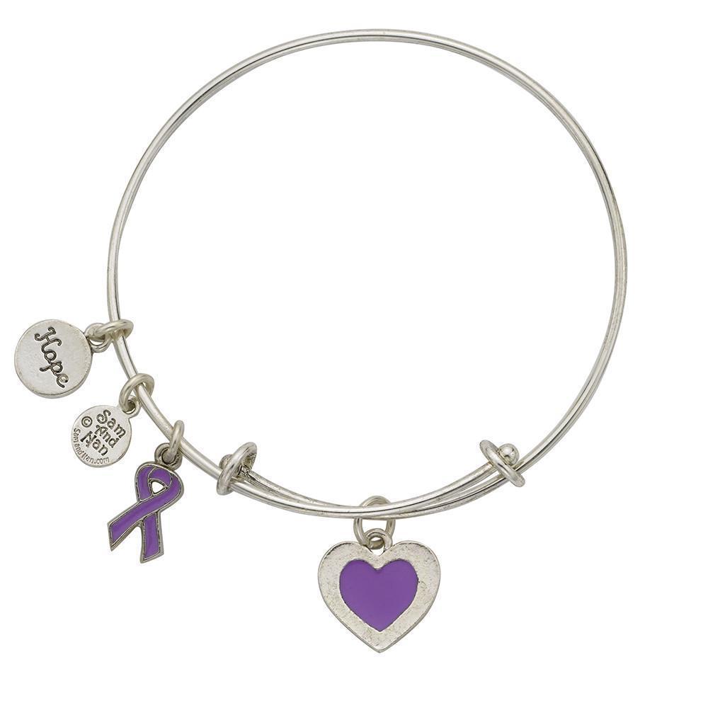 Pancreatic Cancer Bangle Bracelet Purple