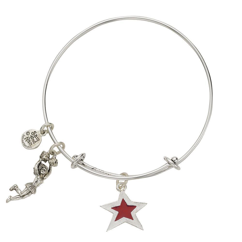 Red Star Cheerleader Bangle Bracelet