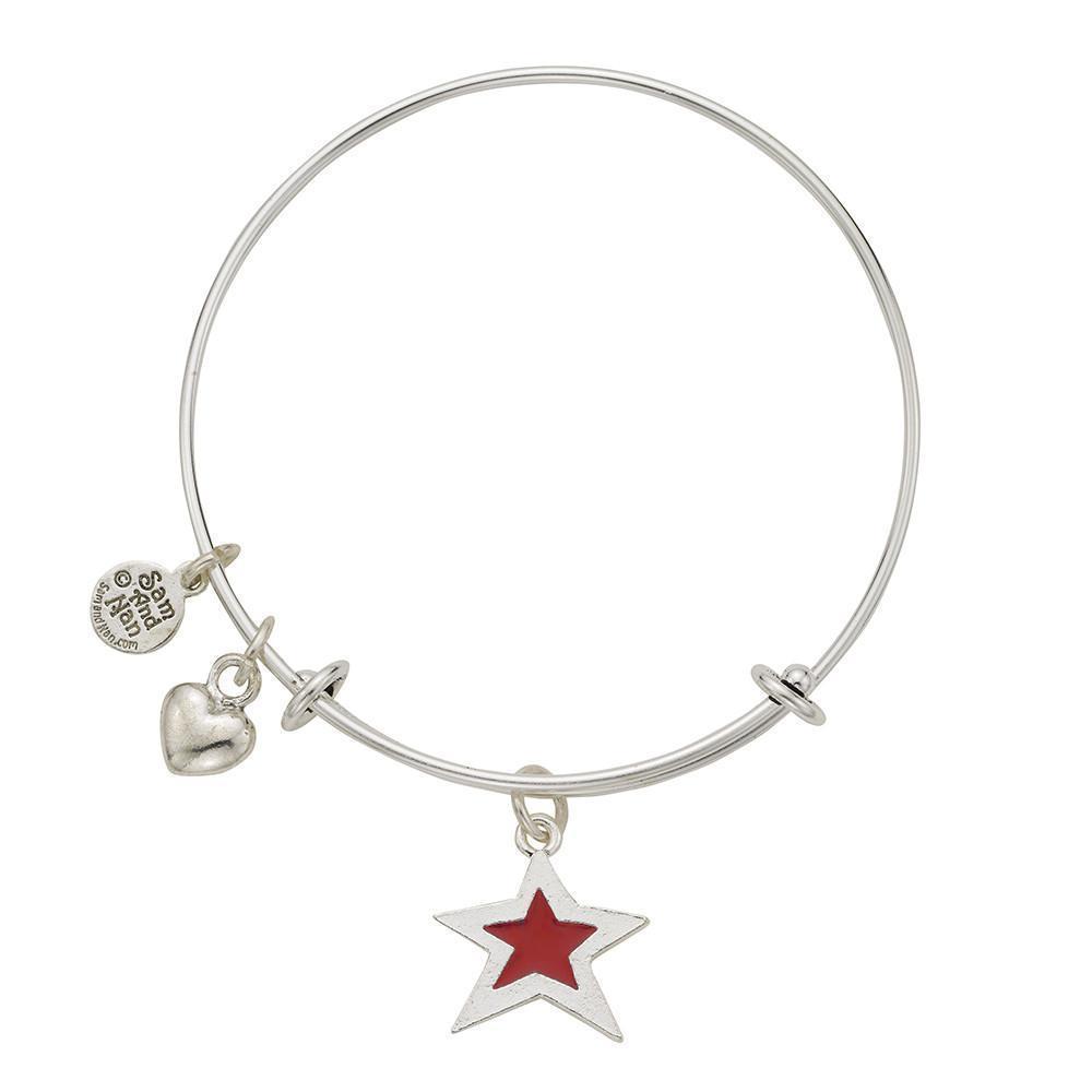 Red Star Puff Heart Bangle Bracelet-Watchus