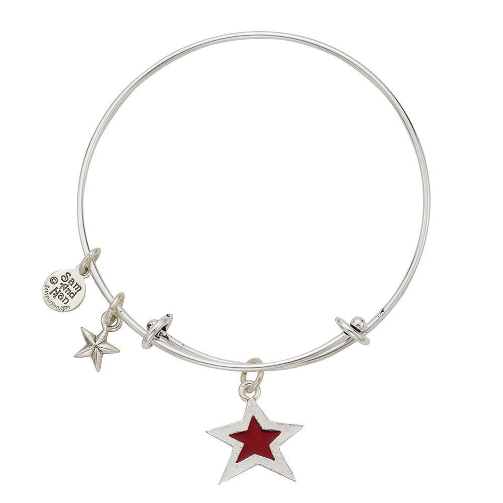 Red Star Puff Star Bangle Bracelet