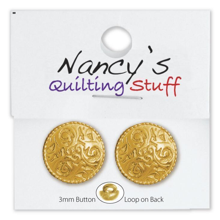 Round Carded Gold Plated Etruscan Buttons - 2 Pack-Watchus