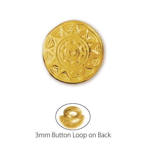Round Gold Plated Sun Button