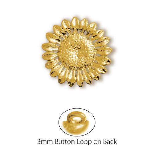 Round Sunflower Gold Plated Button