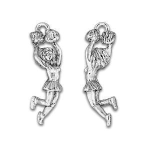 Silver Cheerleader Pom Pom Charm